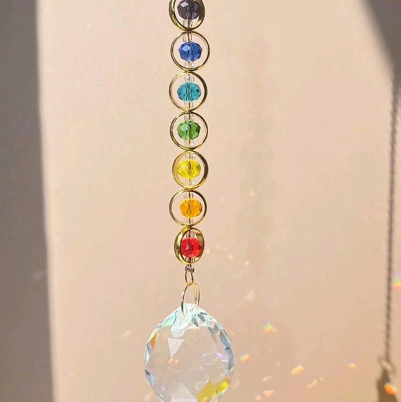 Hanging sun catcher home decor golden multicolor indoor garden diamond art - Picture 9 of 9